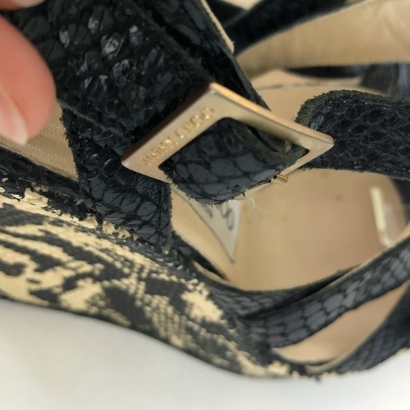 Jimmy Choo Black White Zebra Print Wedges Size 8.5 - Picture 7 of 8